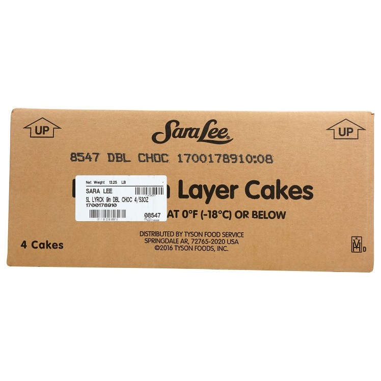 SARA LEE BAKERY LAYER 3 CAKE CHOCOLATE 9 INCHES  ICED UNSLICED