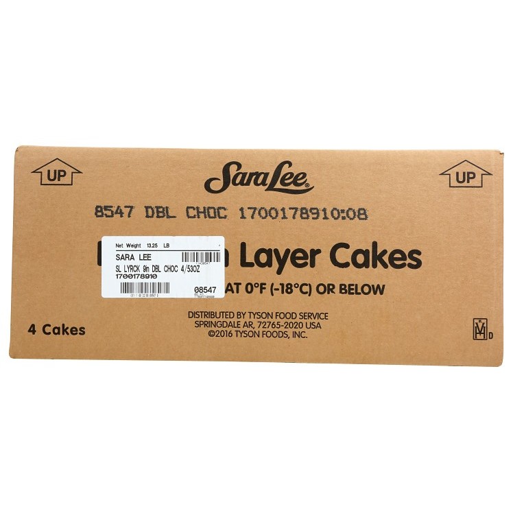 SARA LEE BAKERY LAYER 3 CAKE CHOCOLATE 9 INCHES  ICED UNSLICED