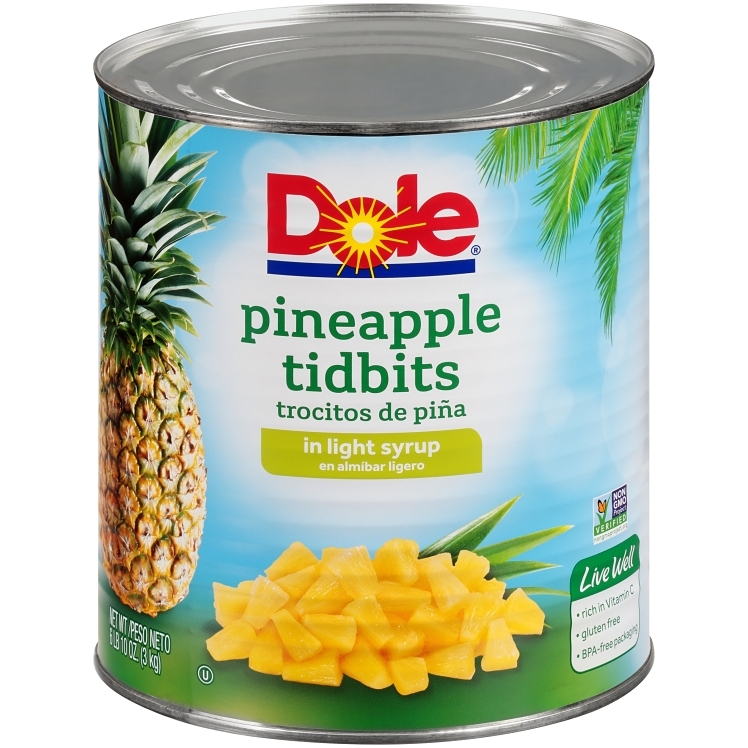 DOLE PACKAGED DOLE PINEAPPLE TIDBITS IN LIGHT SYRUP