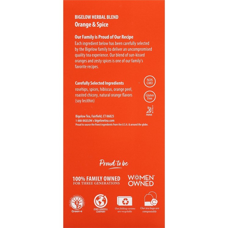 BIGELOW ORANGE AND SPICE HERBAL TEA BAGS