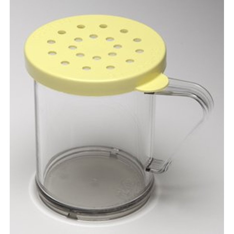 CAMBRO CHEESE SHAKER CLEAR WITH YELLOW LID 10 OUNCE