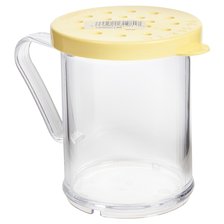 CAMBRO CHEESE SHAKER CLEAR WITH YELLOW LID 10 OUNCE