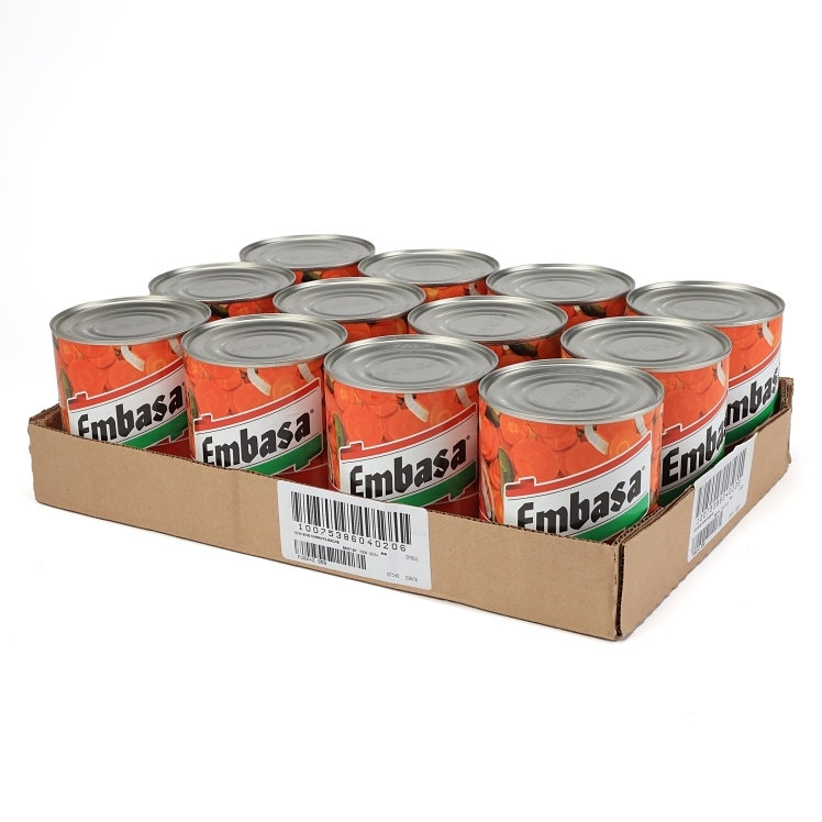 EMBASAR CARROT SLICED 90-100 COUNT IN ESCABECHE SHELF STABLE CANNED