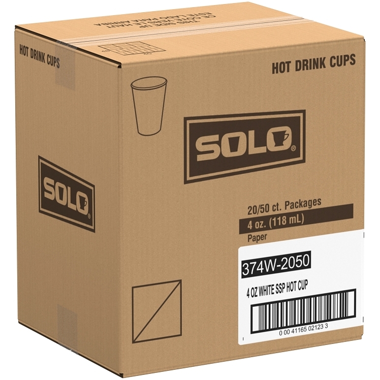 SOLO CUP 4 OZ WHITE SINGLE POLY COATED PAPER HOT CUP