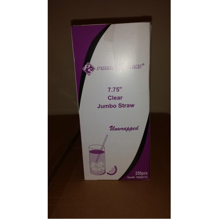 PRIME SOURCE PRIME SOURCE STRAW CLEAR UNWRAPPED JUMBO 7.75 INCHES