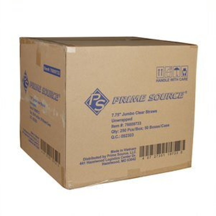 PRIME SOURCE PRIME SOURCE STRAW CLEAR UNWRAPPED JUMBO 7.75 INCHES