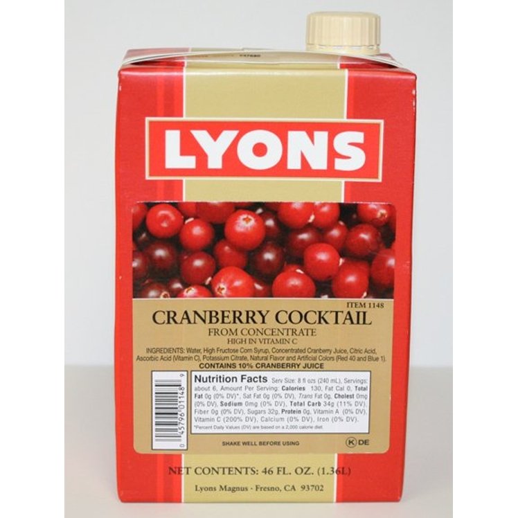 LYONS MAGNUS READY TO SERVE CRANBERRY JUICE COCKTAIL