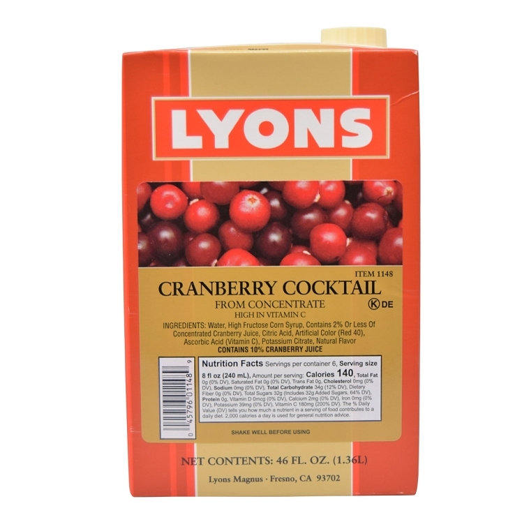LYONS MAGNUS READY TO SERVE CRANBERRY JUICE COCKTAIL