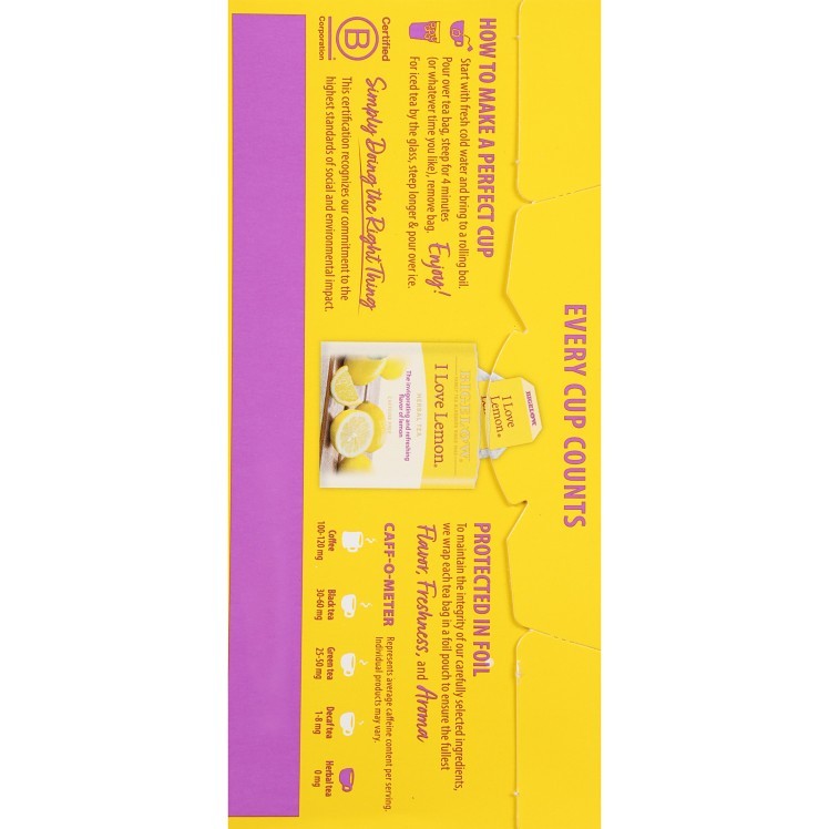 BIGELOW I LOVE LEMON HERBAL TEA BAGS