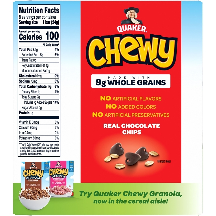 QUAKER CHEWY SNACK BAR GRANOLA CHEWY CHOCOLATE