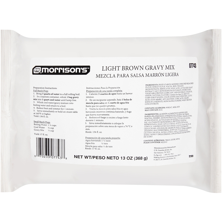 MORRISON'S MILLING LIGHT BROWN COMPLETE GRAVY MIX ADD