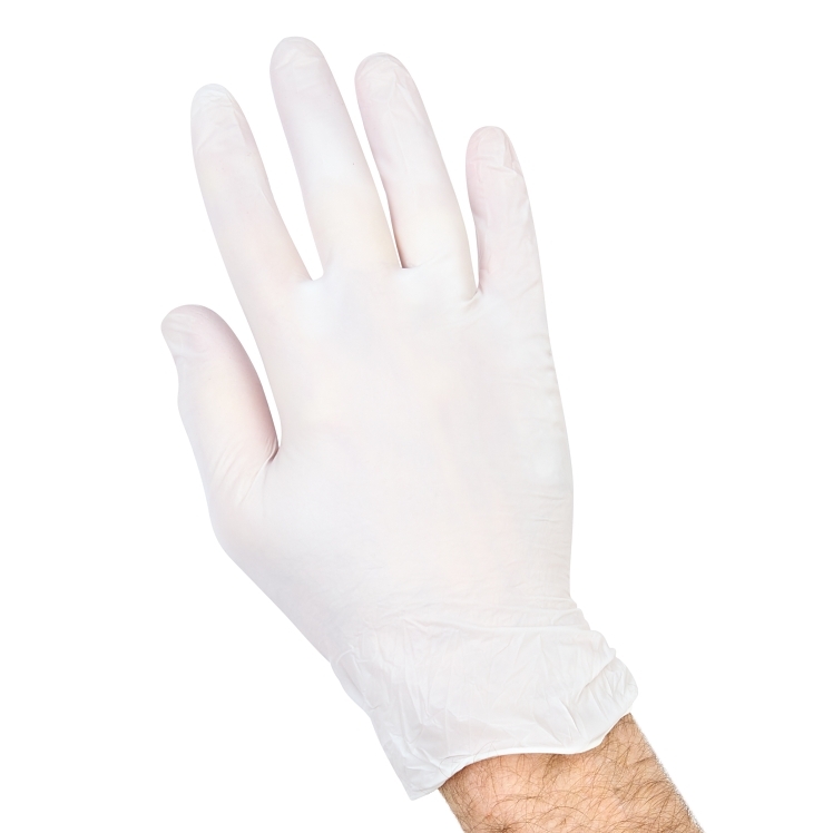 MONOGRAM GLOVE SYNTHETIC MEDIUM POWDER FREE WHITE WRIST