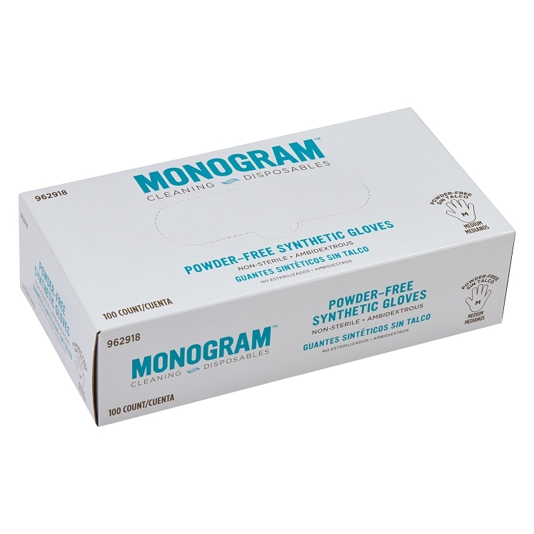 MONOGRAM GLOVE SYNTHETIC MEDIUM POWDER FREE WHITE WRIST