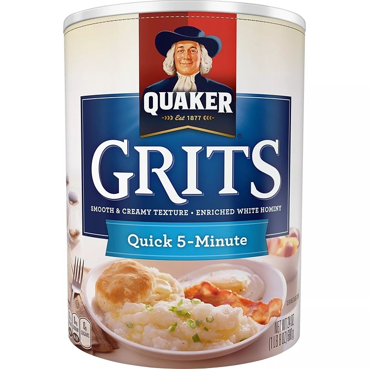 QUAKER GRITS, WHITE CORN QUICK CONTAINER