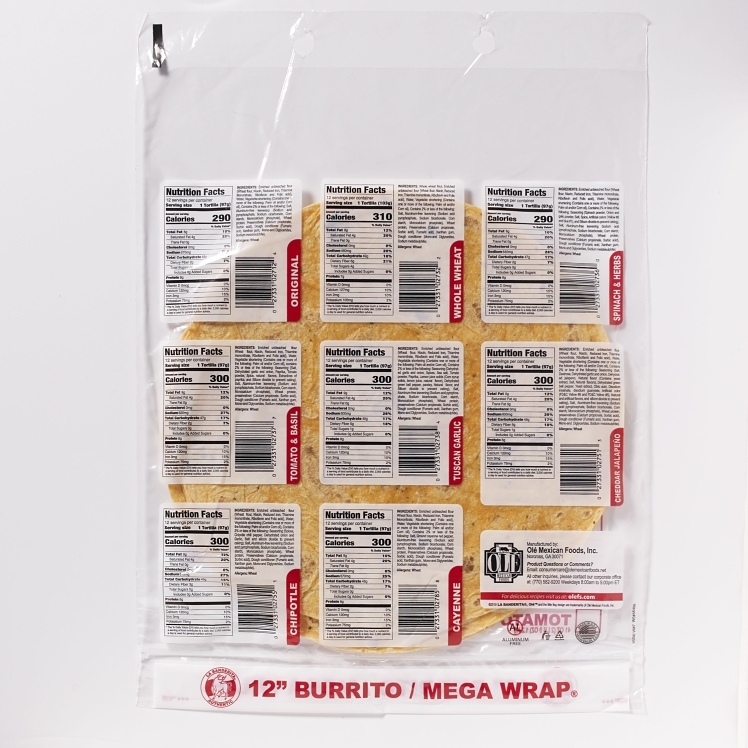 LA BANDERITA CHEDDAR JALAPENO FLOUR TORTILLA 12 INCH