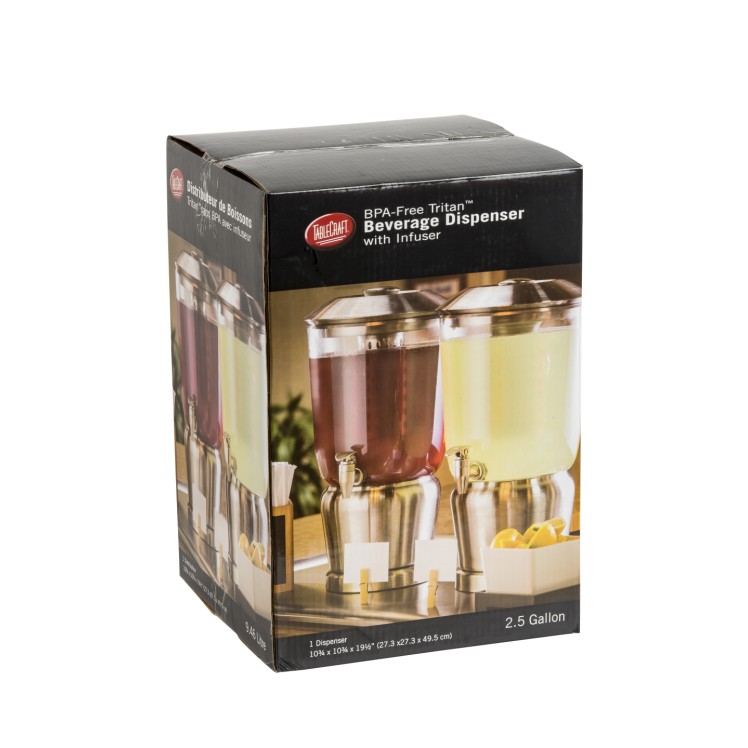 TABLECRAFT BEVERAGE DISPENSER, COLD STAINLESS STEEL 2.5 GALLON