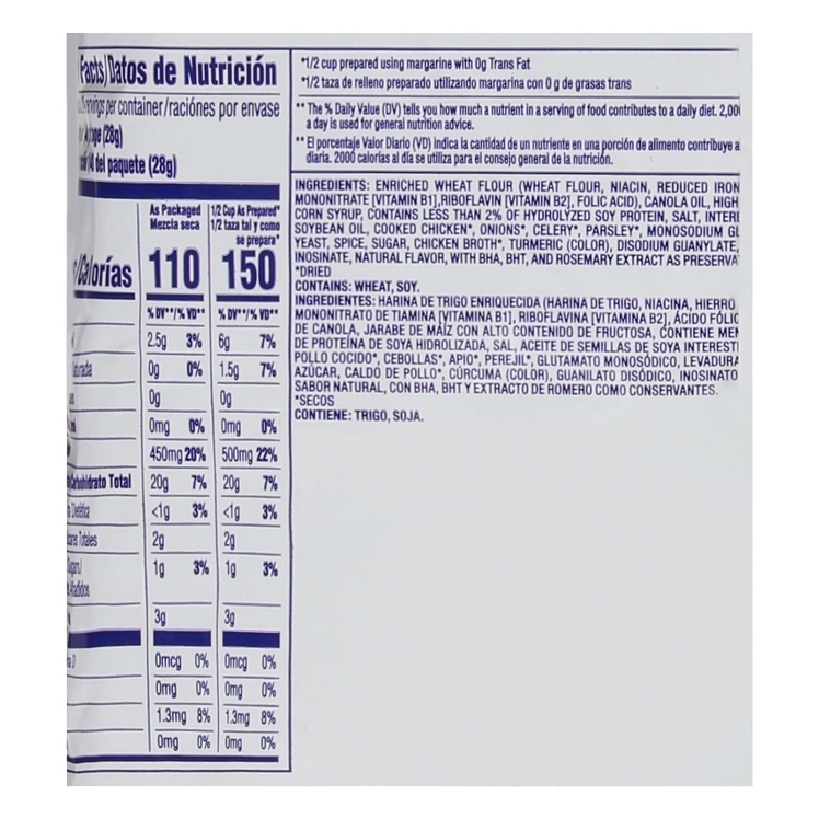STOVE TOP CHICKEN FLAVORED STUFFING