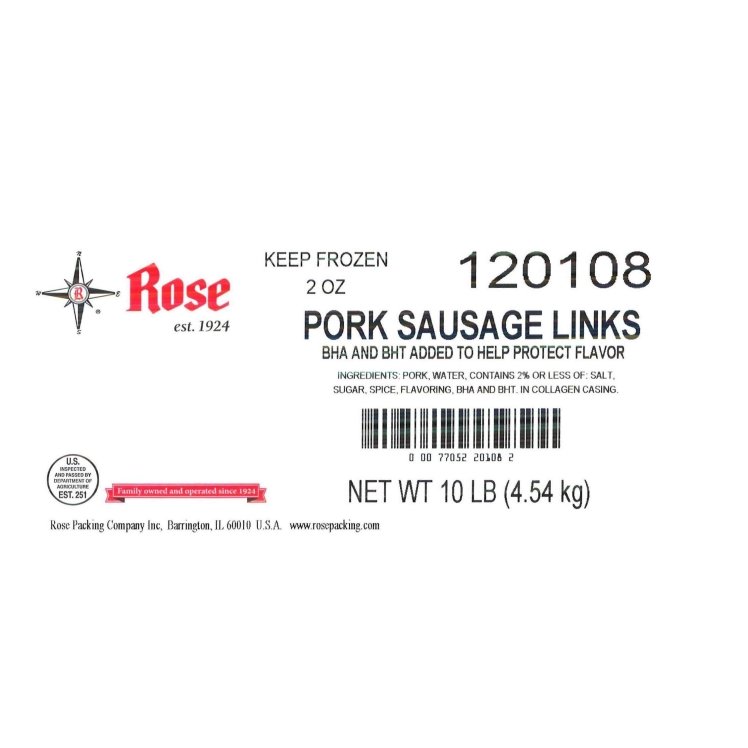 ROSE RAW PORK SAUSAGE LINK 2 OZ