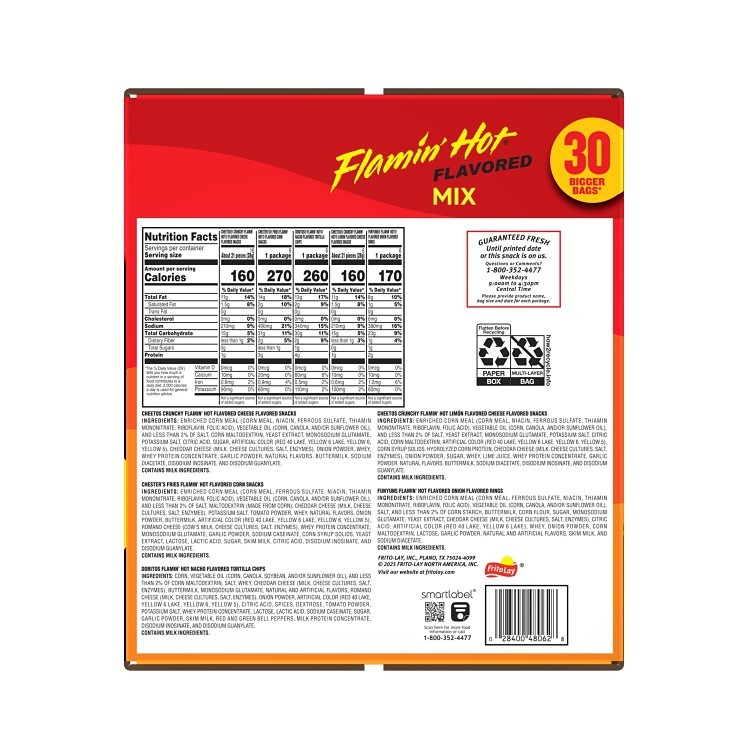 FRITO LAY VARIETY PACK CHIPS FLAMING HOT 30 COUNT