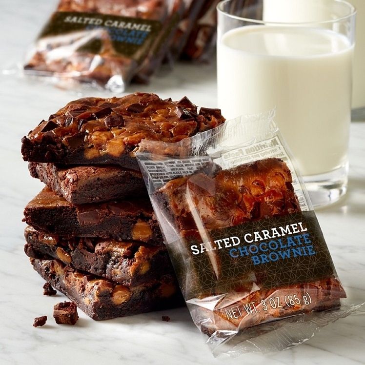 CHEF'S LINE BROWNIE 3 OZ INDIVIDUALLY WRAPPED FROZEN CHOCOLATE CARAMEL SALTED NOT ICED