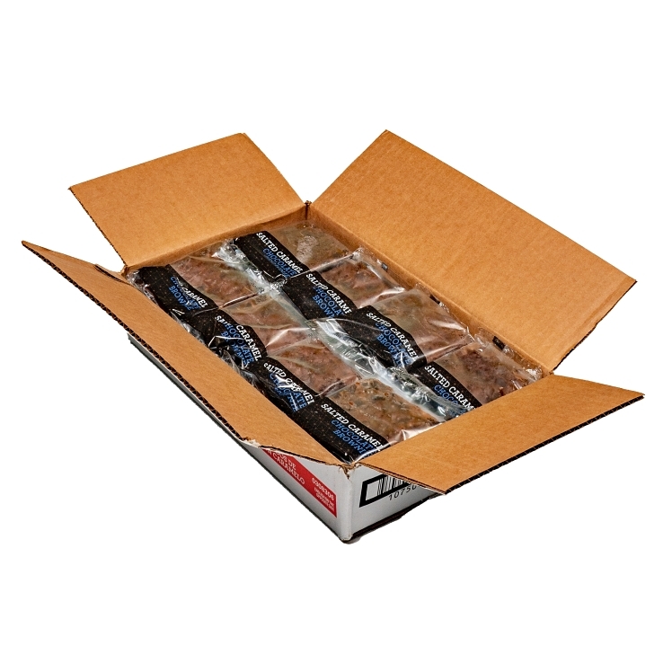 CHEF'S LINE BROWNIE 3 OZ INDIVIDUALLY WRAPPED FROZEN CHOCOLATE CARAMEL SALTED NOT ICED