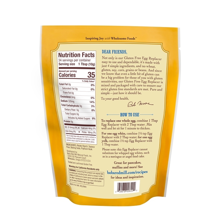 BOB'S RED MILL NATURAL FOODS GLUTEN FREE EGG REPLACER