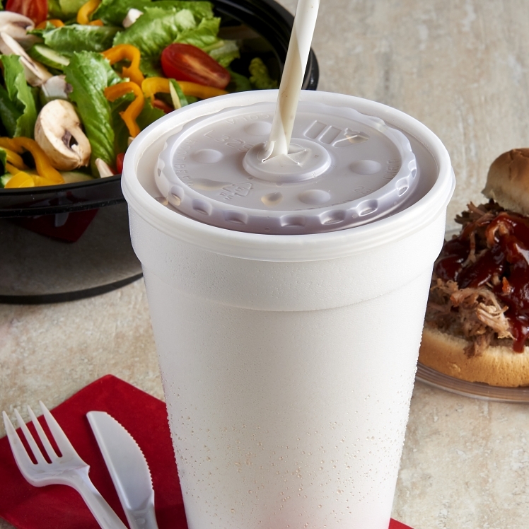 MONOGRAM LID CUP 32 OZ BUBBLE STRAW SLOTTED POLYSTYRENE