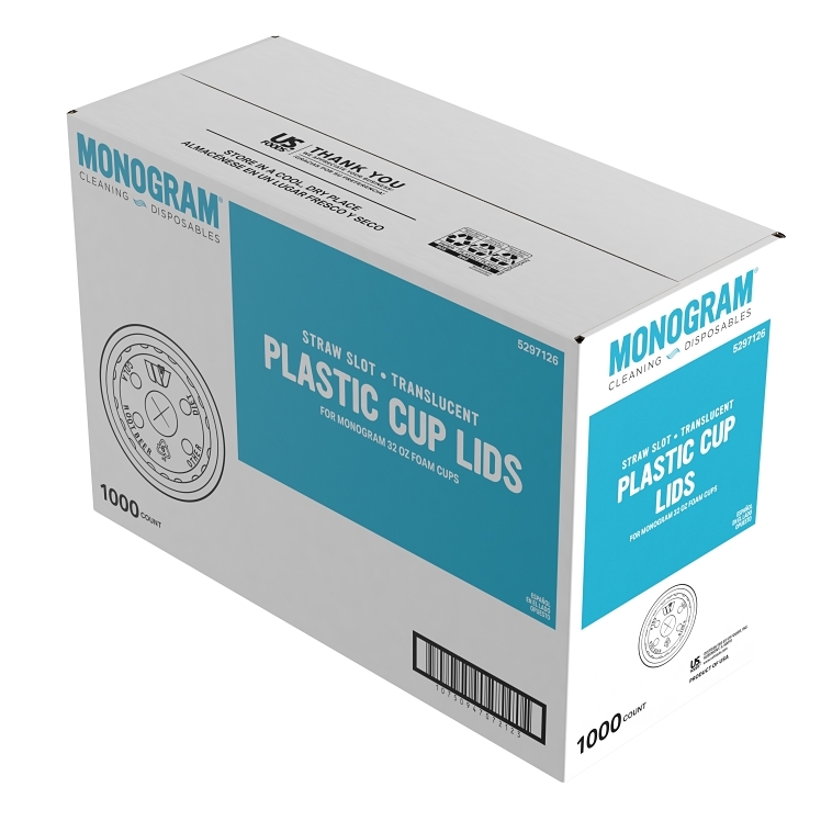 MONOGRAM LID CUP 32 OZ BUBBLE STRAW SLOTTED POLYSTYRENE