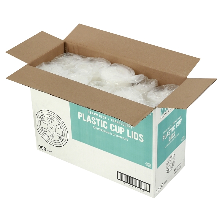 MONOGRAM LID CUP 32 OZ BUBBLE STRAW SLOTTED POLYSTYRENE