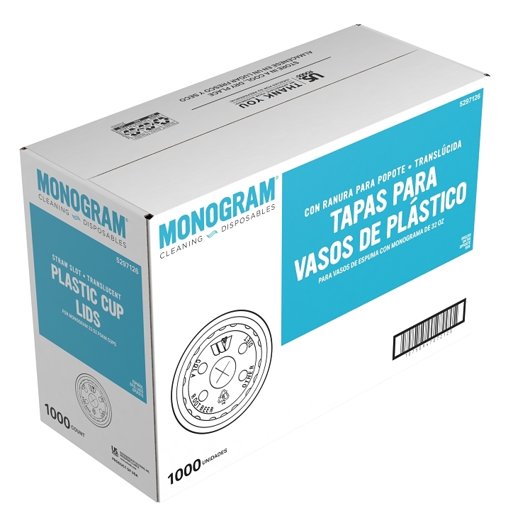 MONOGRAM LID CUP 32 OZ BUBBLE STRAW SLOTTED POLYSTYRENE