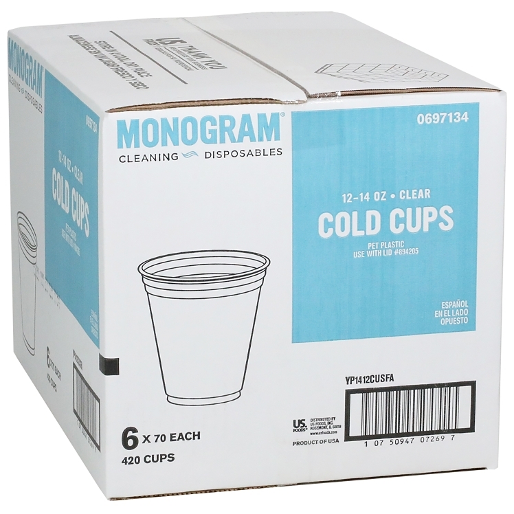 MONOGRAM 12-14 OUNCE CLEAR PET PLASTIC COLD CUP