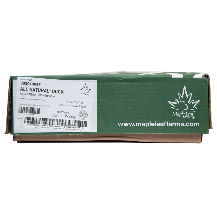 MAPLE LEAF FARMS WHOLE DUCK 6 HEAD RANDOM BONE-IN SKIN-ON