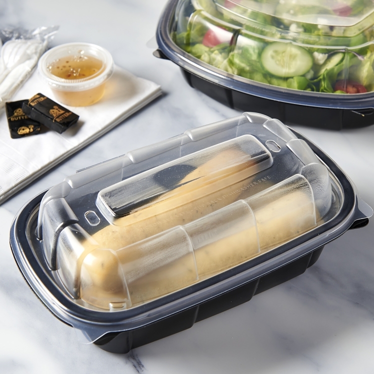 MONOGRAM POLYPROPYLENE BLACK HINGED 1 COMPARTMENT CONTAINER 6INX9INX3.5IN