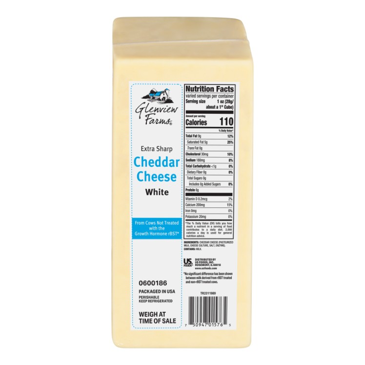 GLENVIEW FARMS EXTRA SHARP WHITE CHEDDAR CHEESE PRINT