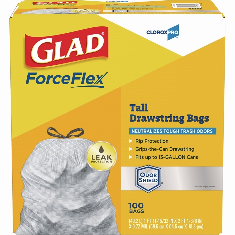 GLAD FLEX CAN LINER 13 GALLON KITCHEN DRAWSTRING BAGS