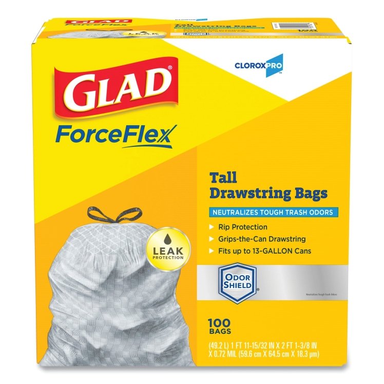 GLAD FLEX CAN LINER 13 GALLON KITCHEN DRAWSTRING BAGS