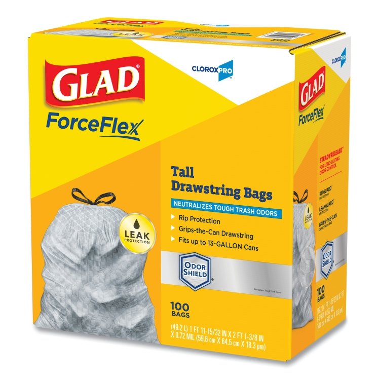 GLAD FLEX CAN LINER 13 GALLON KITCHEN DRAWSTRING BAGS