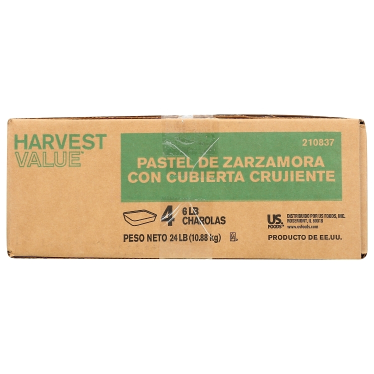 HARVEST VALUE BLACKBERRY COBBLER UNSLICED RAW FROZEN IN FOIL PAN