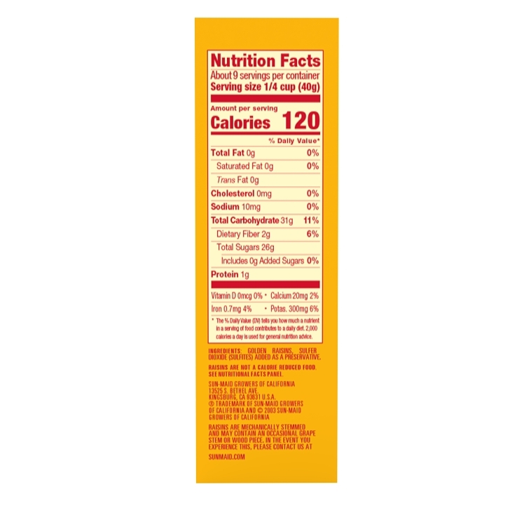 SUN MAID SUN MAID CALIFORNIA GOLDEN RAISINS