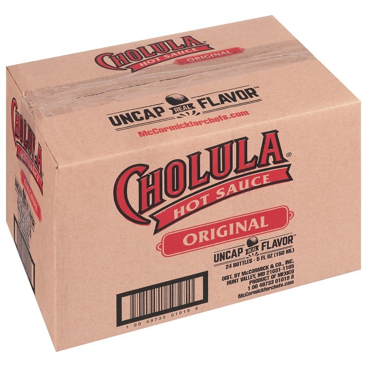 CHOLULA RED HOT SAUCE GLASS BOTTLE SHELF