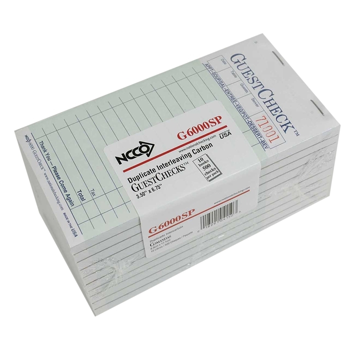 NCCO GUEST CHECK G6000SP CARBON COPY 3.5X6.75 INCH