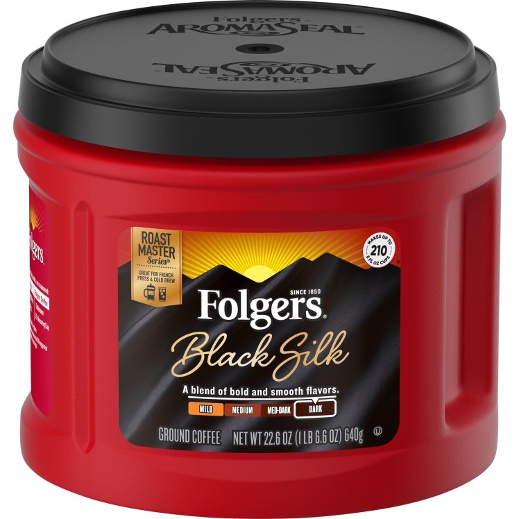 FOLGERS GROUND COFFEE BLACK SILK