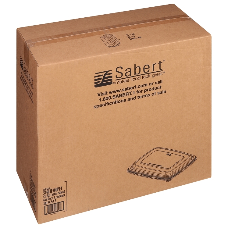 SABERT CLEAR FLAT LID FOR NATURAL 6X9 RECTANGLE CONTAINER