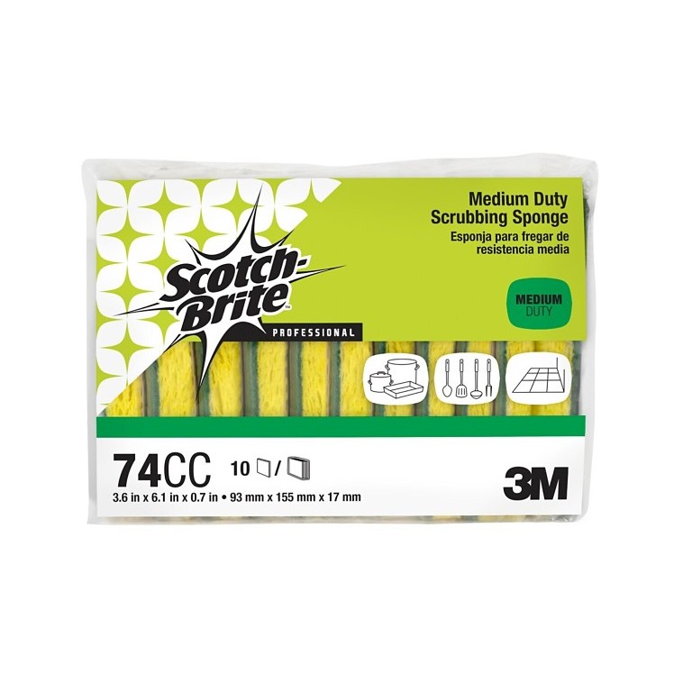 3M SCOTCHBRITE MEDIUM DUTY SPONGE 6X3.5 INCH 74CC