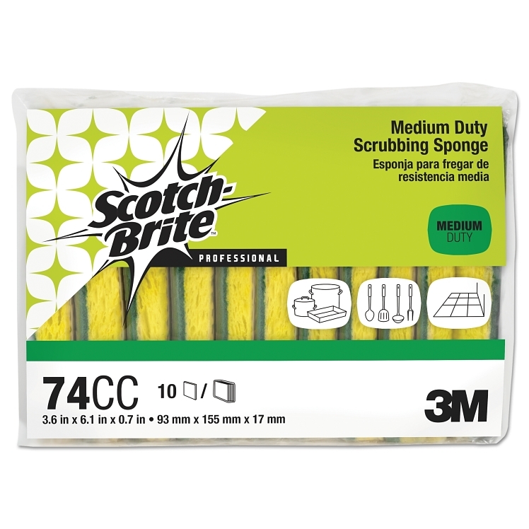3M SCOTCHBRITE MEDIUM DUTY SPONGE 6X3.5 INCH 74CC