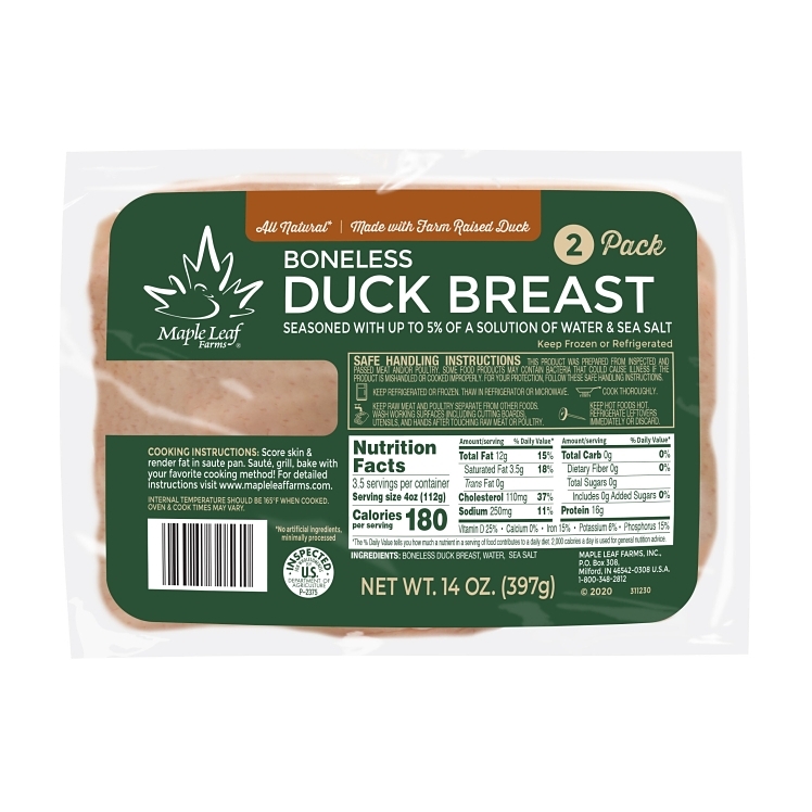 MAPLE LEAF FARMS BONELESS DUCK BREAST