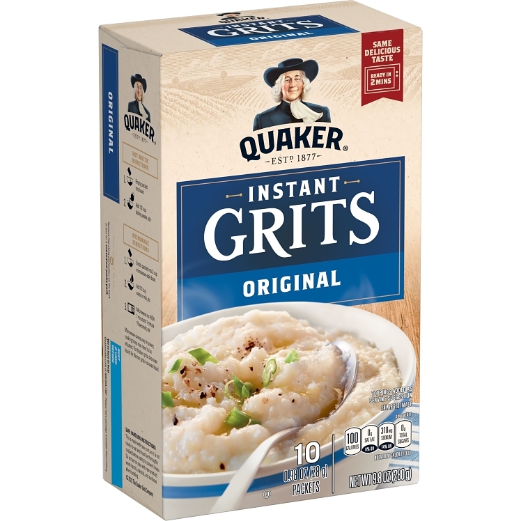 QUAKER INSTANT WHITE CORN GRITS PACKET SHELF STABLE