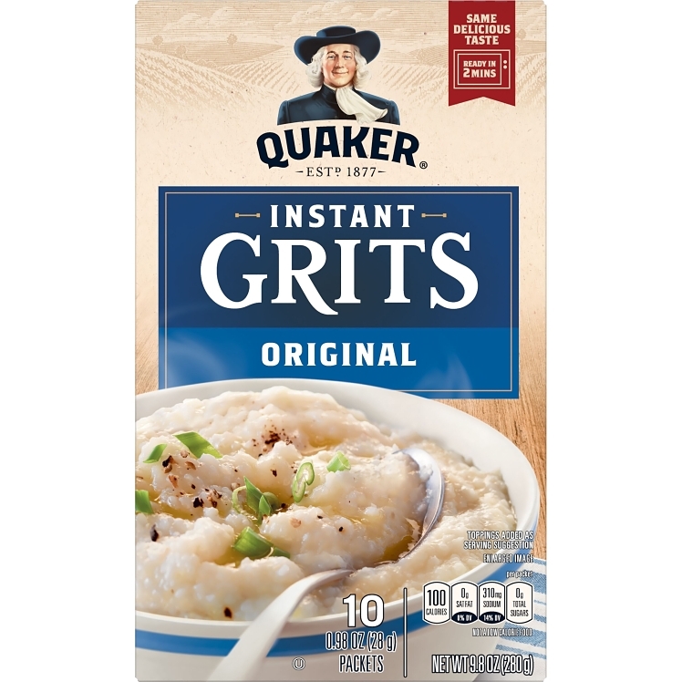 QUAKER INSTANT WHITE CORN GRITS PACKET SHELF STABLE