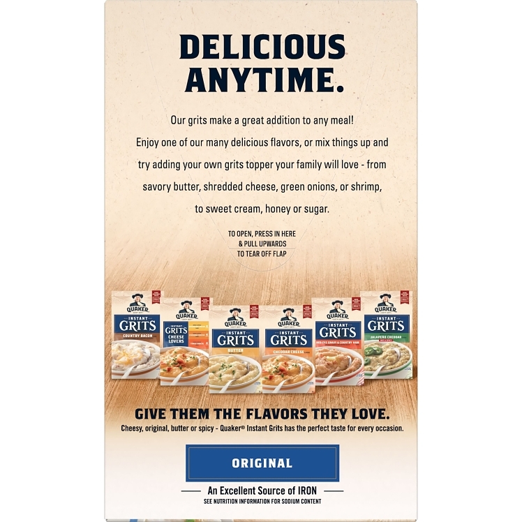 QUAKER INSTANT WHITE CORN GRITS PACKET SHELF STABLE