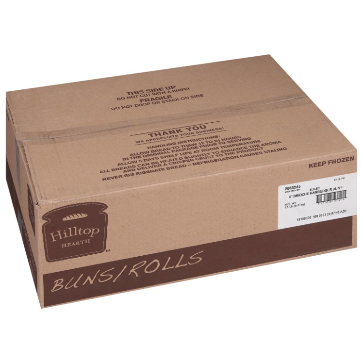 Hilltop Hearth 4 in Brioche Hamburger Buns Sliced